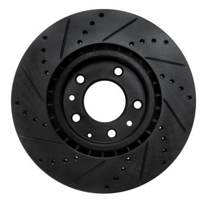 Mazda RX-8 Brake Rotor (1) - Front Right - R1 Concepts - Drilled & Slotted - Black - `04-`08 Mazda RX-8 Brake Rotor (1) - Front Right - R1 Concepts - Drilled & Slotted - Black - `04-`08